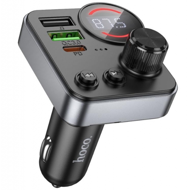 FM-трансмітер Hoco E86 Alegria 48W dual port PD30W+QC3.0 car BT FM transmitter Black