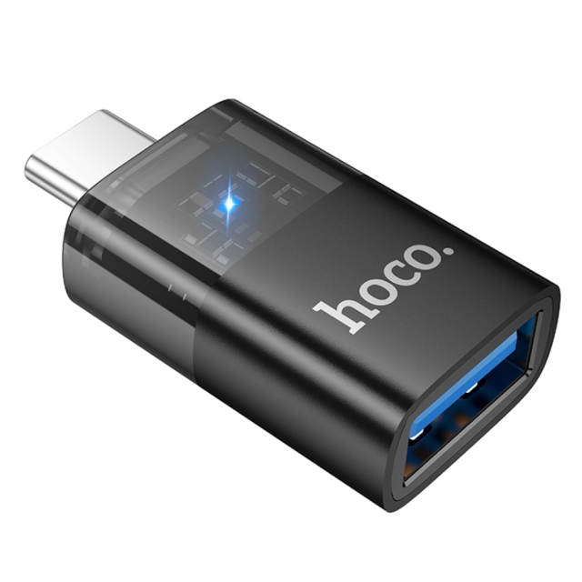 Адаптер Hoco UA36B Type-C male to USB female OTG transparent adapter Black (UA36B)