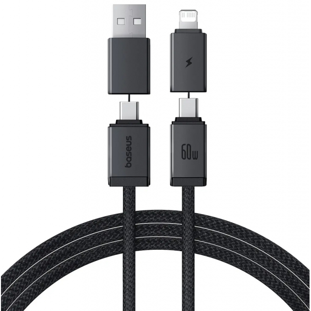 Кабель Baseus Versatile Two-for-Two Fast Charging Cable U+C to C+L 60W 1m Cosmic Black (P10383000121-01)