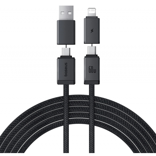 Кабель Baseus Versatile Two-for-Two Fast Charging Cable U+C to C+L 60W 2m Cosmic Black (P10383000121-02)