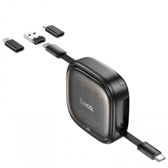 Кабель Hoco U140 Retractable charging data cable set Black (U140)