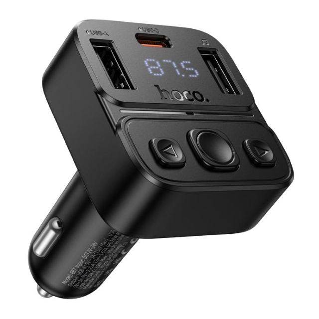 FM-трансмітер Hoco E87 Delta 35W(1A1C) car BT FM transmitter Black