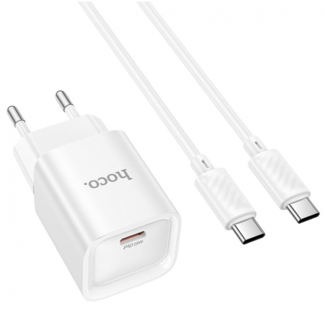 МЗП Hoco C146A Charm single port PD20W charger set(Type-C to Type-C)(EU) White
