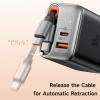 СЗУ McDodo 40W 1C+1A Digital Display GaN Charger Built-in 65cm retractable USB-C Cable(EU) Black (CH-4281)
