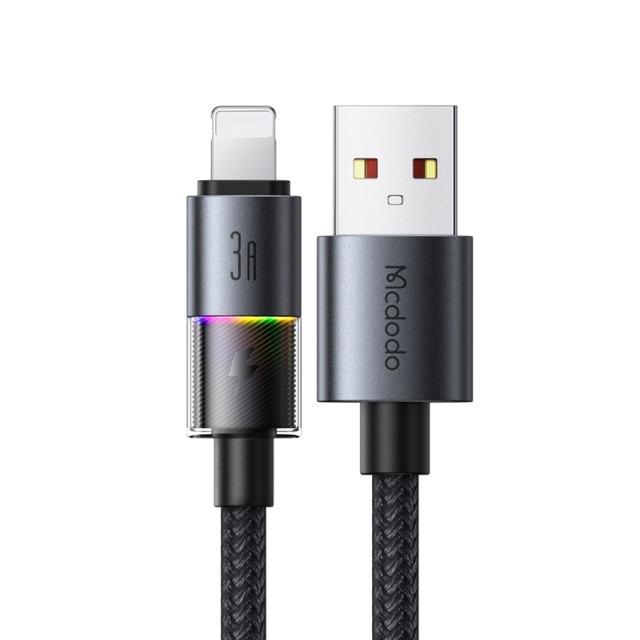 Кабель McDodo USB-A to Lightning Cable with 7 Colorful Lights 1.2m CA-8170 Black (CA-8170)