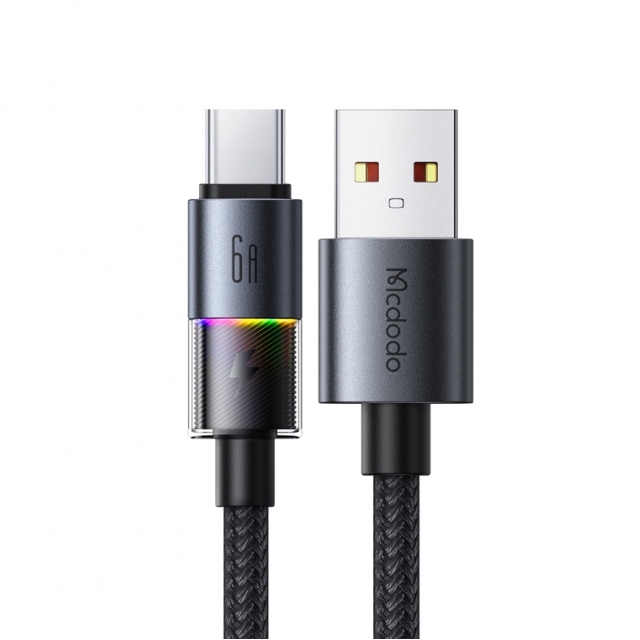 Кабель McDodo USB-A to USB-C Cable with 7 Colorful Lights 1.2m CA-8180 Black (CA-8180)