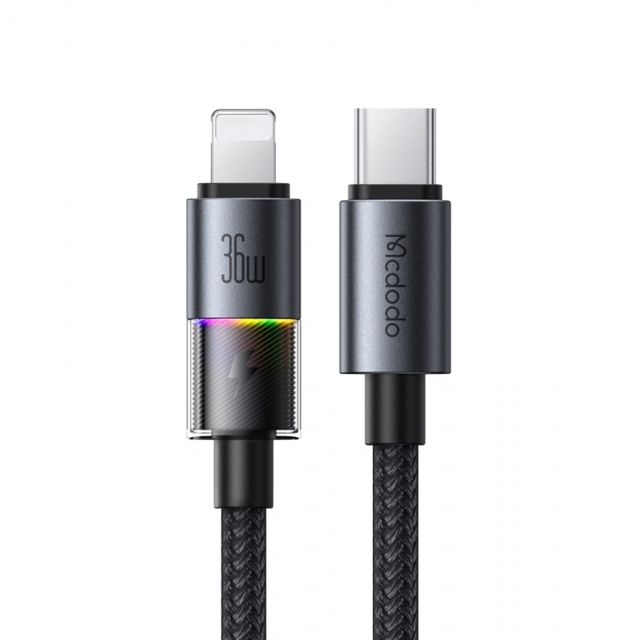 Кабель McDodo USB-C to lightning Cable with 7 Colorful Lights 1.2m CA-8190 Black