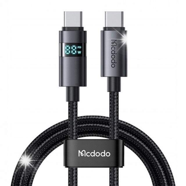 Кабель McDodo Horizontal LED Display 100W USB-C to USB-C Data Cable 1.2m CA-5610 Black (CA-5610)