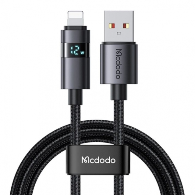 Кабель McDodo Horizontal LED Display USB-A to Lightning Data Cable 1.2m CA-6490 Black (CA-6490)