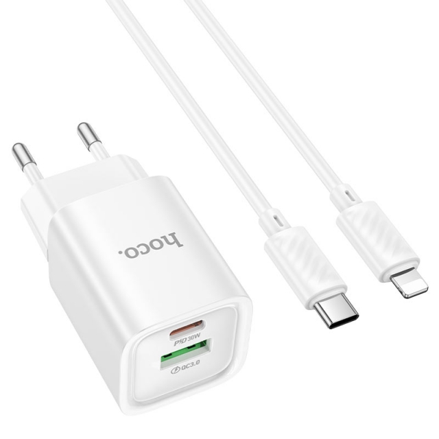 МЗП Hoco C149A Charm PD30W+QC3.0 charger set (Type-C to Lightning) (EU) Black