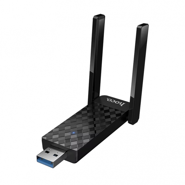 Адаптер WiFi Hoco HI34 WiFi6 USB external dual antenna wireless network card Black