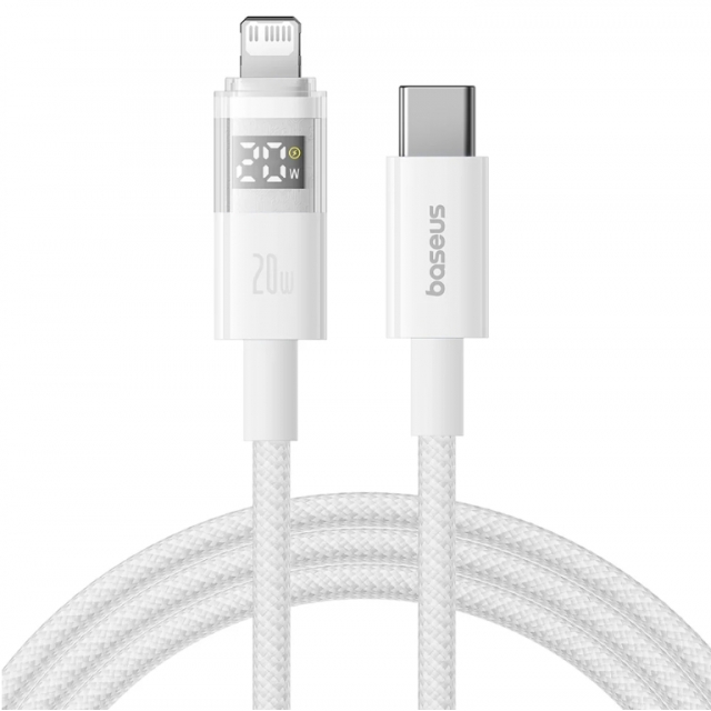 Кабель Baseus Display 2 Fast Charging Data Cable USB-C to iP 20W 2m White