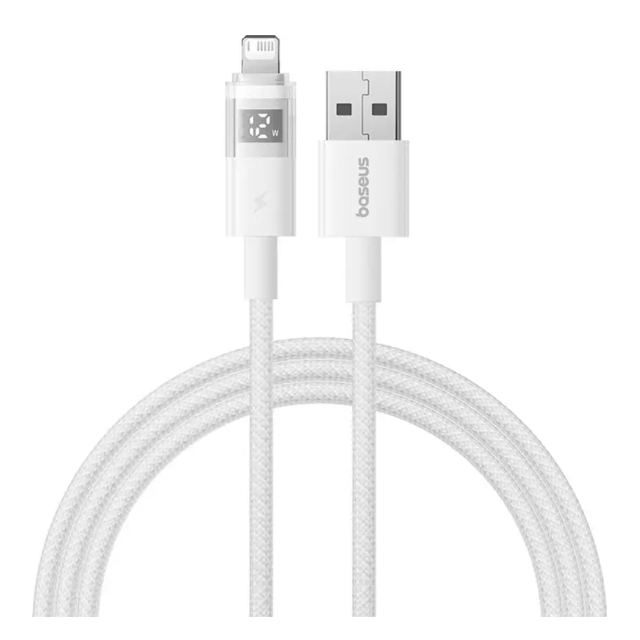 Кабель Baseus Display 2 Fast Charging Data Cable USB-A to iP 2.4A 1m White