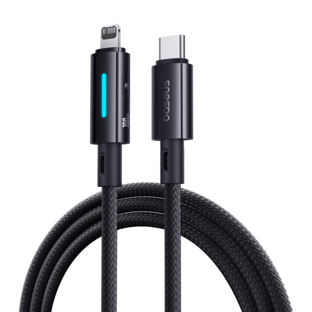 Кабель Baseus Lit Button Control Fast Charging Data Cable USB-C to iP 20W 1m Black