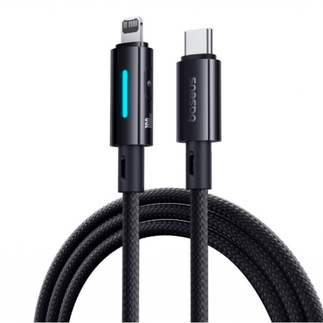 Кабель Baseus Lit Button Control Fast Charging Data Cable USB-C to iP 20W 2m Black