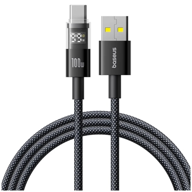 Кабель Baseus Display 2 Fast Charging Data Cable USB-A to USB-C 100W 2m Black (P10382701111-00)