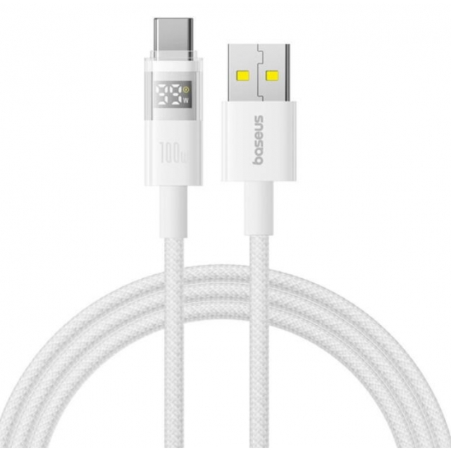 Кабель Baseus Display 2 Fast Charging Data Cable USB-A to USB-C 100W 1m White (P10382701211-00)