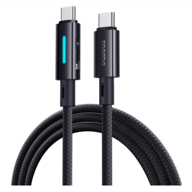 Кабель Baseus Lit Button-Control Fast Charging Data Cable USB-C to USB-C 100W 2m Black (P10379002121-01)