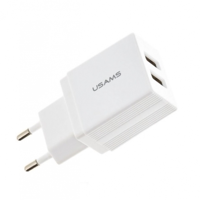 СЗУ USAMS CC090 T24 2.1A Dual USB Travel Charger EU White (CC090)