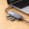 USB-хаб Hoco HB52 Wow 8-in-1 multi-function converter(HDTV+RJ45+SD/TF+PD+Type-C3.0+USB3.0*2) Metal Gray