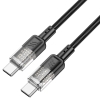 Кабель Hoco U129 Spirit 60W transparent charging data cable Type-C to Type-C Black