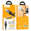 Кабель Hoco U129 Spirit 60W transparent charging data cable Type-C to Type-C Black