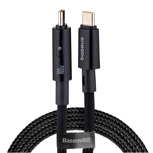 Кабель Baseus Lit Button-Control Fast Charging Data Cable USB-C to USB-C 100W 2m Black (P10379000121-01)