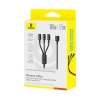 Кабель 3 в 1 Baseus Silky One-for-Three Fast Charging Cable USB-A to M+L+C 100W 1.5m Black