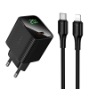 МЗП Hoco CS82A Excellent single port PD20W charger with digital display set(C to iP)(EU) Black