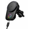 Холдер Hoco HW36 electric rotating magnetic wireless fast charging car holder(air outlet) Black (HW36)
