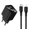 МЗП Hoco CS83A Excellent PD20W+QC3.0 charger with digital display set(C to iP)(EU) Black