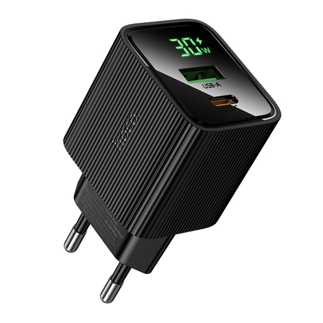 МЗП Hoco CS84A Excellent PD30W+QC3.0 charger with digital display(EU) Black