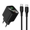 СЗУ Hoco CS84A Excellent PD30W+QC3.0 charger with digital display set(C to C)(EU) Black (CS84A)
