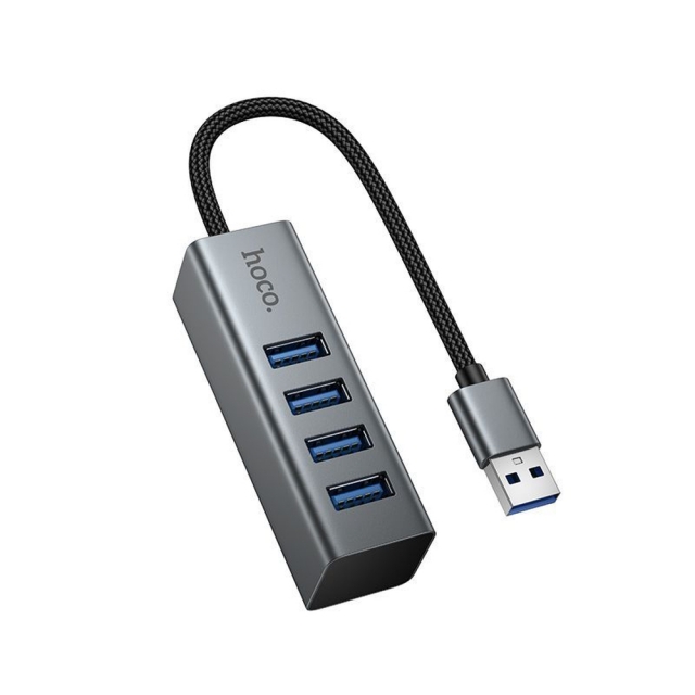 USB-хаб Hoco HB1B 4-in-1 converter(USB to USB3.0*4) Gray