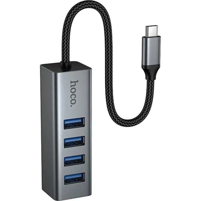 USB-хаб Hoco HB1C 4-in-1 converter(Type-C to USB3.0*4) Gray