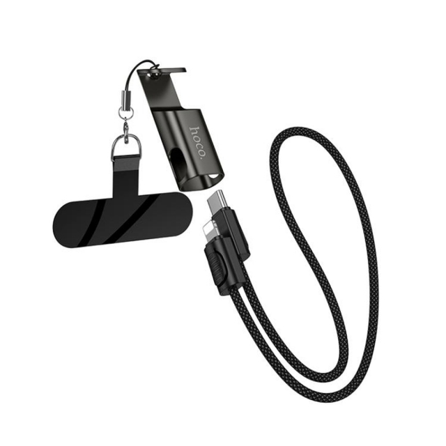 Кабель Hoco X126 Experto PD30W lanyard charging data cable iP(L-0.35M) Black