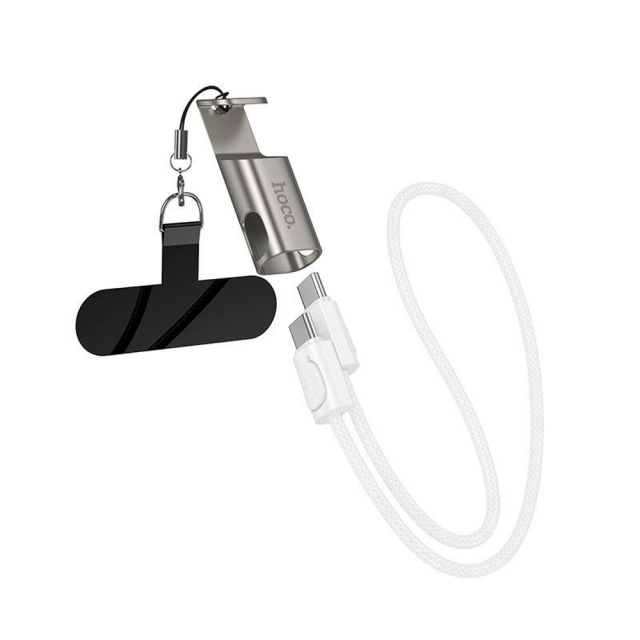 Кабель Hoco X126 Experto 60W lanyard charging data cable C to C(L-0.35M) Gray