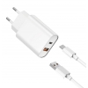 СЗУ WIWU Wi-U002 PD QC charger set with EU plug Type C to Lightning White (Уценка)