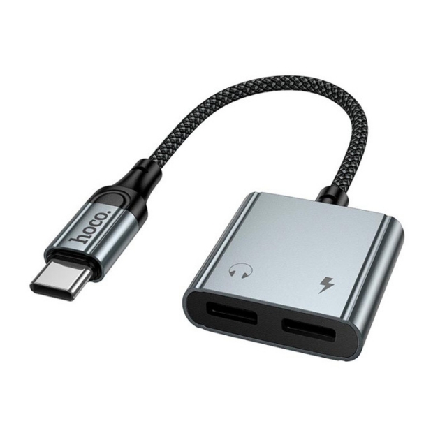 Адаптер Hoco UPA34A digital audio converter Type-C to dual Type-C Metal Gray (UPA34A)