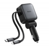 АЗУ Hoco Z67A Triunfar PD60W(1C1A)+Type-C/iP car charger with dual telescopic cable and digital display dark Black (Z67A)