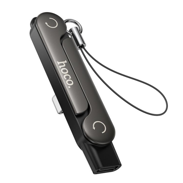 Адаптер Hoco UA47 iP male to Type-C female holder-adapter Black