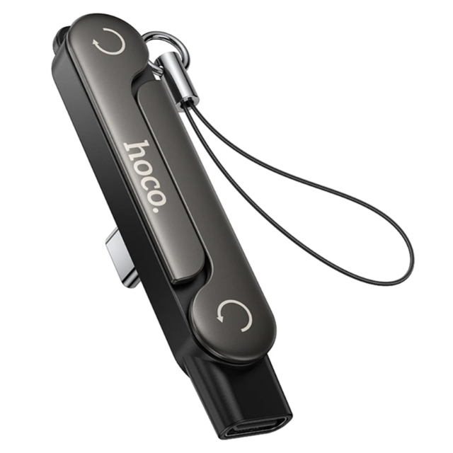 Адаптер Hoco UA47A Type-C male to Type-C female holder-adapter Black