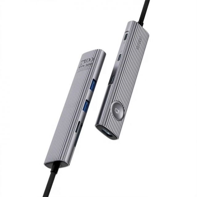 USB-хаб WIWU Wi-HB001 Traveling Series 8 in 1 Docking Station Grey