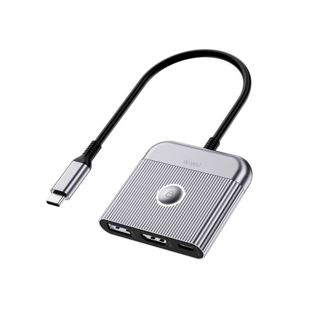 USB-хаб WIWU Wi-HB002 Traveling Series 3 in 1 Docking Station Grey