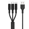 Кабель Hoco X25 Soarer one pull three charging cable,lightning+Micro+Type-c Black (X25)