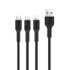Кабель Hoco U31 Benay one pull three charging cable,Lightning+Micro+Type-c Black (U31)