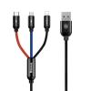Кабель Baseus Three Primary Colors 3-in-1 Cable Black (CAMLT-BSY01)