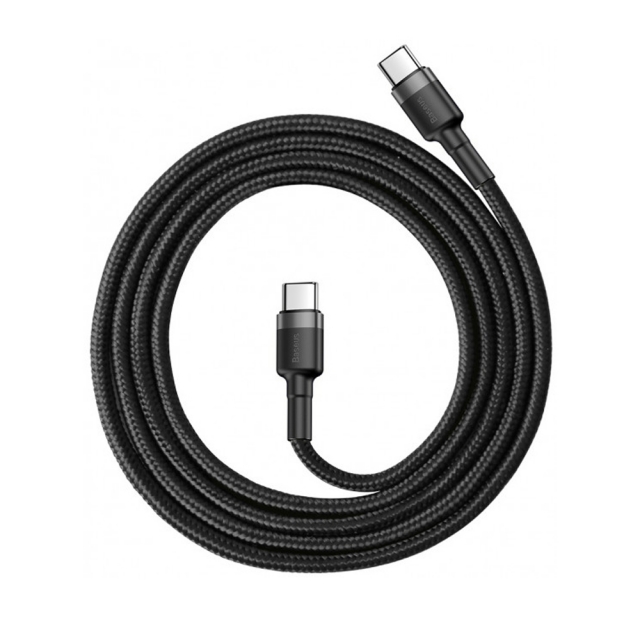 Кабель Baseus Cafule Cable Type-C For Type-C PD2.0 60W Flash charge (20V 3A) 1M Gray Black (CATKLF-GG1)