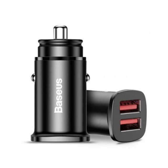 АЗП Baseus Square metal A + A 30W Dual QC3.0 Quick Car Charger ( QC3.0, SCP, AFC ) Black