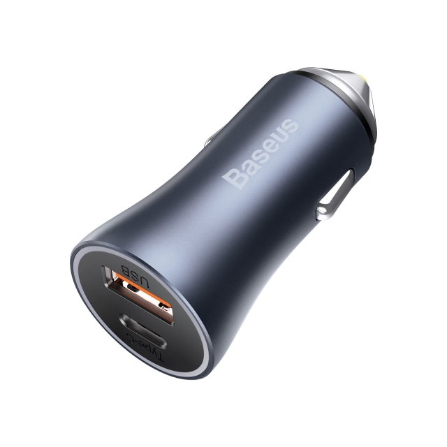 АЗП Baseus Golden Contactor Pro Dual Quick Charger Car Charger U + C 40W Dark Gray